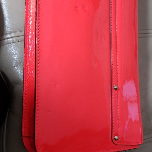 NEW Kate Spade fluorescent coral patent clutch - Picture 7 of 8